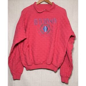 Vintage 90s Hutchinson Technical College Textured‎ Collared Sweatshirt Sz L